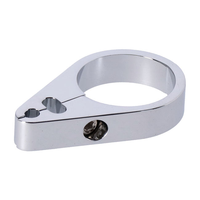 2-Piece frame cable clamp. Throttle/Idle/Brake. Chrome — Universal