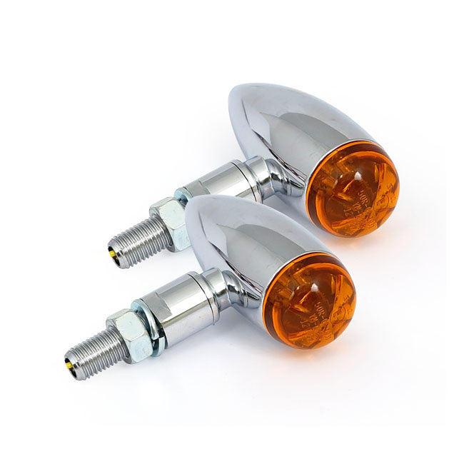 Micro bullet LED turn signals, chrome — 913020
