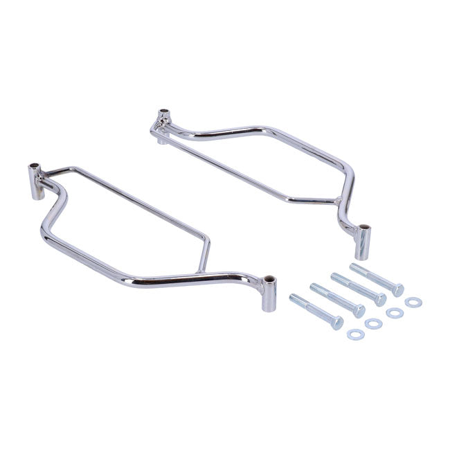 LongRide, saddlebag holder. Chrome — 2006 FXST; FXSTB; 07-17 all Softail (excl. 07-17 FLSTN Deluxe; 12-17 FLS Slim; 16-17 FLSS Slim; 08-11 FXCW/C Rocker) (NU)