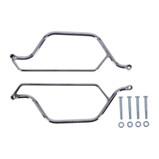 LongRide, saddlebag holder. Chrome — 2006 FXST; FXSTB; 07-17 all Softail (excl. 07-17 FLSTN Deluxe; 12-17 FLS Slim; 16-17 FLSS Slim; 08-11 FXCW/C Rocker) (NU)