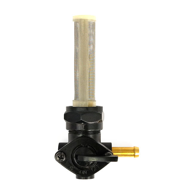 Petcock, late OEM style, right outlet — 75-06 Big Twin; XL Sportster (NU) (Excl. inj. models); customs with 75-up style threaded tanks