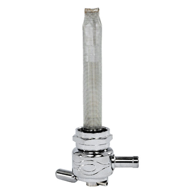 Pingel, Power-Flo petcock round flame — 75-06 Big Twin; XL Sportster (NU) (Excl. inj. models); customs with 75-up style threaded tanks