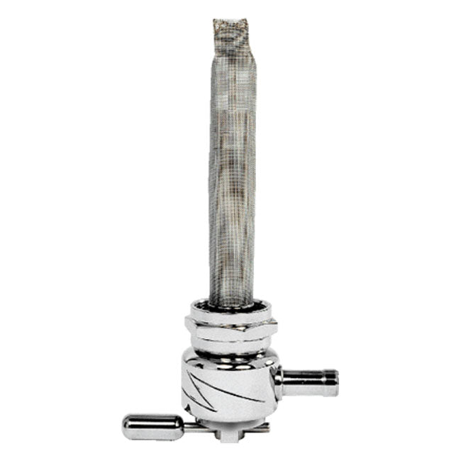 Pingel, Power-Flo petcock round lightning — 75-06 Big Twin; XL Sportster (NU) (Excl. inj. models); customs with 75-up style threaded tanks