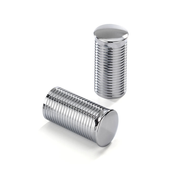 Kustom Tech, FL handlebar grip ends. Ribbed polished alu