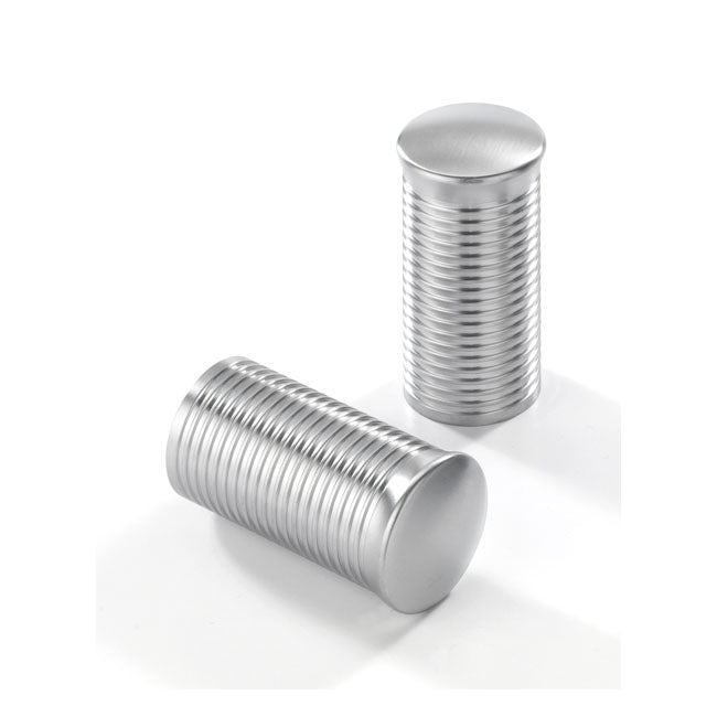 Kustom Tech, FL handlebar grip ends. Ribbed satin aluminum