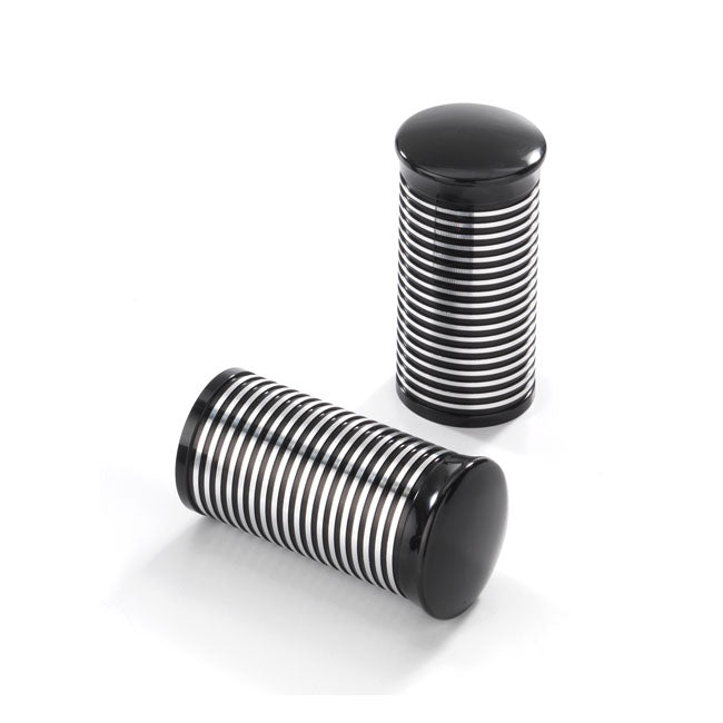 Kustom Tech, FL handlebar grip ends. Ribbed black CC alu