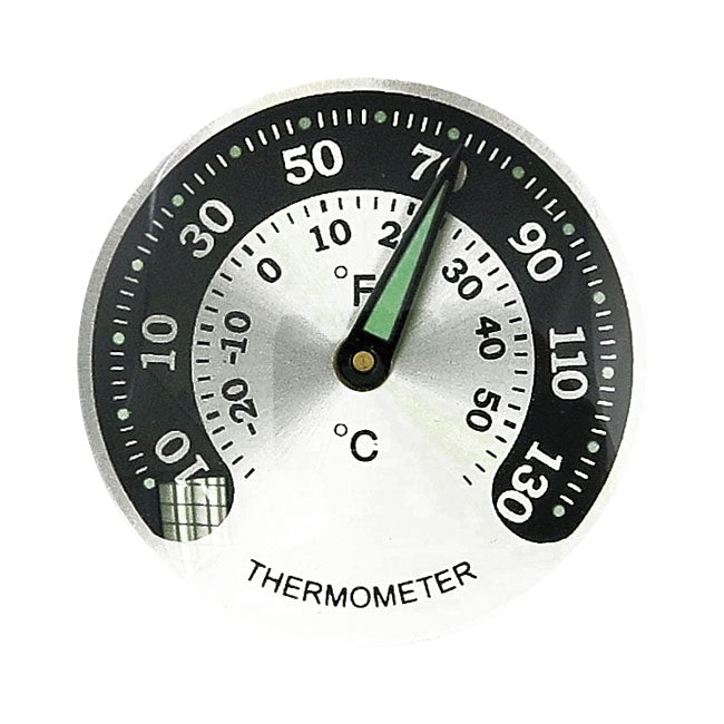 Handlebar mounted thermometer. Chrome