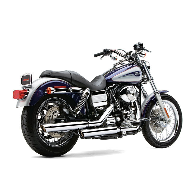 Cobra, 3" slip-on mufflers. Chrome — 91-16 Dyna (Excl. 08-16 FXDF Fat Bob; 10-16 FXDWG; 2016 FXDLS; 12-16 FLD) (NU)