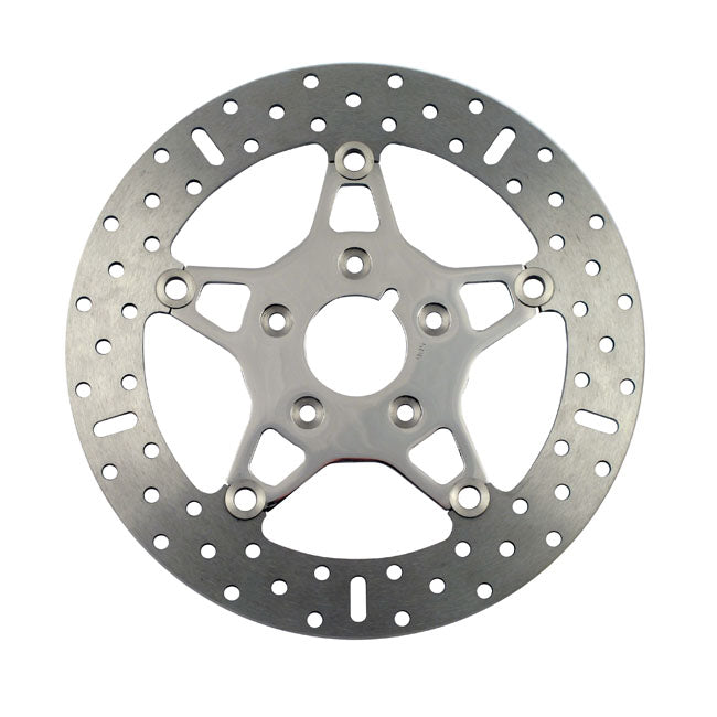 EBC, 5-Button stainless floating brake rotor. Front. Pol. — Most up to 1999 H-D models. Front; for models with dual front discs only (NU)