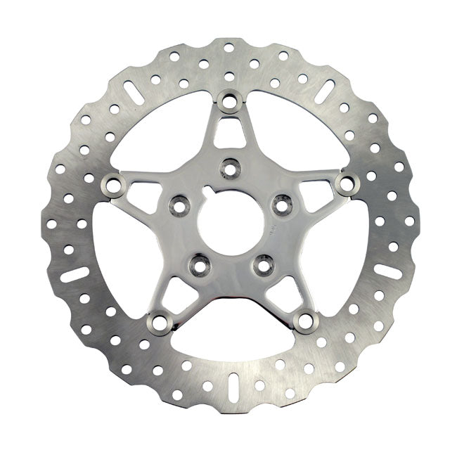EBC, 5-Button Contour stainless floating brake rotor. Front — Most up to 1999 H-D models. Front; for models with dual front discs only (NU)