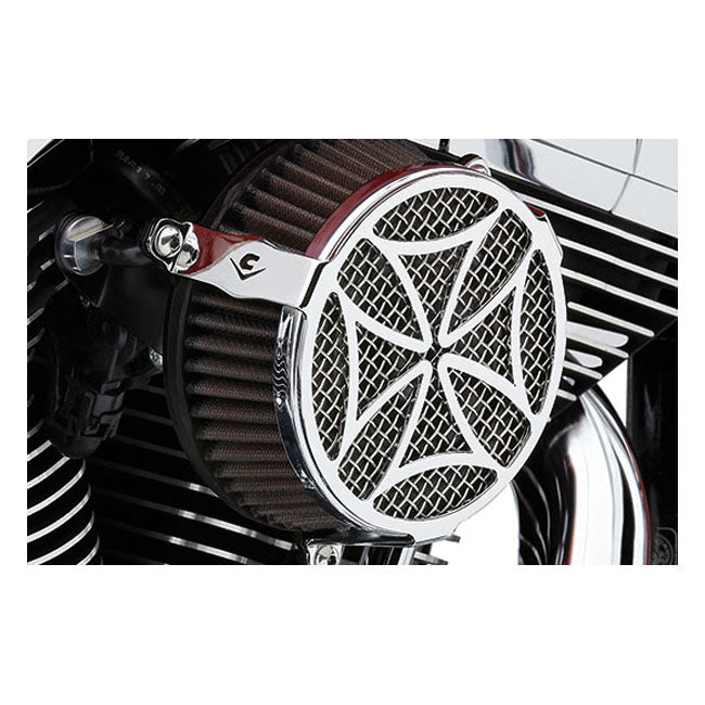 Cobra, Naked air cleaner kit Cross. Chrome — 04-22 XL Sportster (Excl. XR1200)