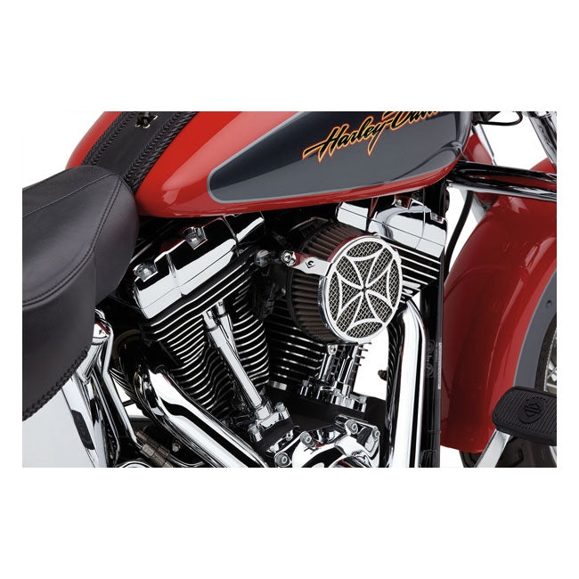 Cobra, naked air cleaner kit. Cross, chrome — 16-17 Softail; 2017 FXDLS; 08-16 FLT/Touring; Trike. (e-throttle) (NU)
