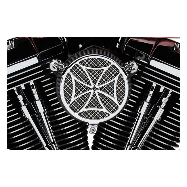 Cobra, naked air cleaner kit. Cross, chrome — 01-15 Softail; 04-17 Dyna (Excl. 2017 FXDLS); 02-07 FLT/Touring (NU)