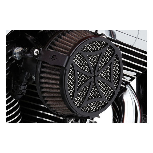 Cobra, Naked air cleaner kit. Cross. Black — 01-15 Softail; 04-17 Dyna (Excl. 2017 FXDLS); 02-07 FLT/Touring (NU)