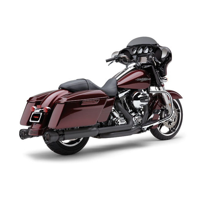 Cobra, 4" Race Pro slip-on mufflers. Black — 95-16 FLT/Touring (NU)