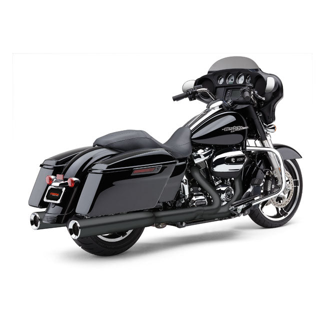 Cobra, Powrflo 4-1/2" slip on mufflers. Black — 17-26 Touring (excl. Trikes). Requires disabling 2nd; down stream O2 sensor (s) of 20-up EU models