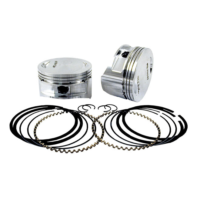 S&S, Evo 3-5/8 big bore piston set (OEM heads). +.050" — 84-99 Evo Big Twin with 3-5/8" big bore cylinders and 4-1/4" (stock); 4-1/2" or 4-3/4" stroke flywheels (NU)