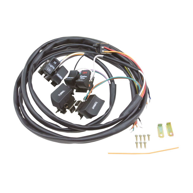 Handlebar wire & switch kit. Black switches — 82-95 Big Twin; XL Sportster (NU)
