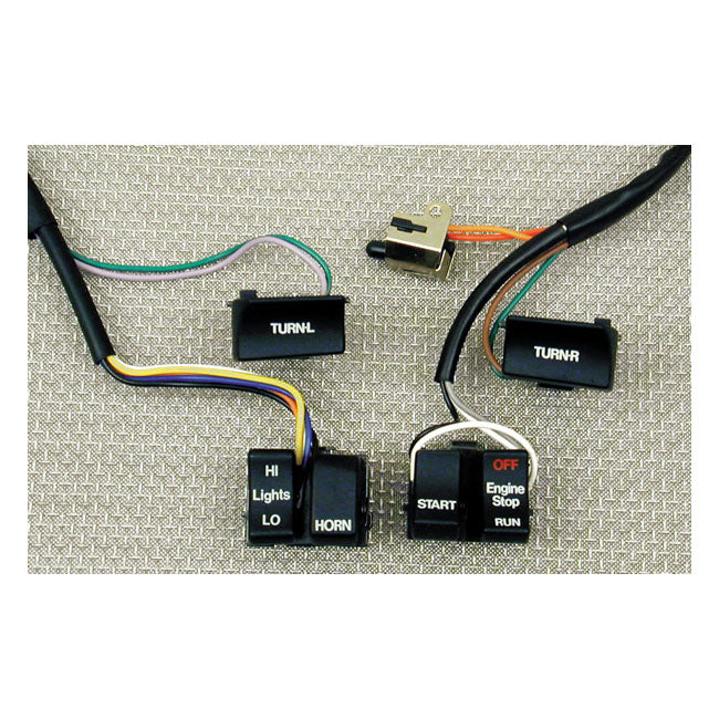 Handlebar wire & switch kit. Black switches — 82-95 Big Twin; XL Sportster (NU)