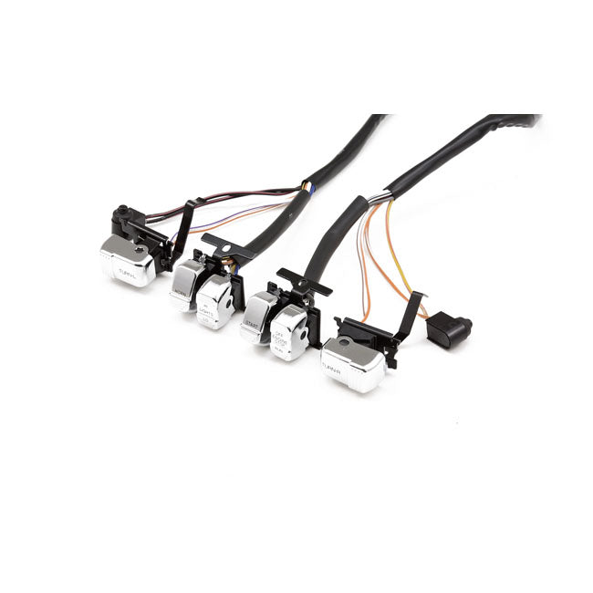 Handlebar wire & switch kit. Chrome switches — 96-99 Big Twin; TC; XL Sportster (NU)