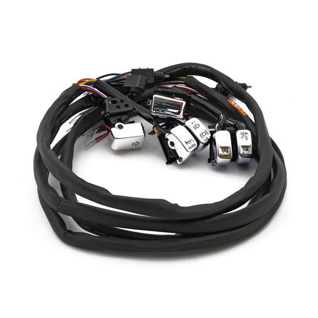 Handlebar switch & wiring kit. Radio. LED. Chrome — 07-13 FLT/Touring (NU)