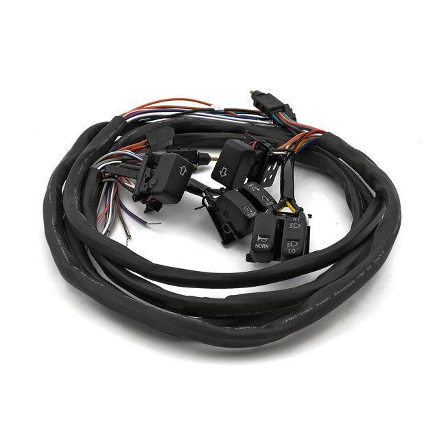 Handlebar switch & wiring kit. Radio. LED. Black — 96-06 FLT/Touring (NU)
