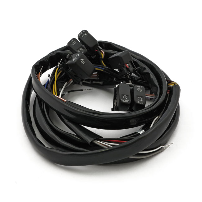 Handlebar switch & wiring kit. Standard. Black — 07-10 Softail; 07-11 Dyna; 07-13 XL Sportster (NU)