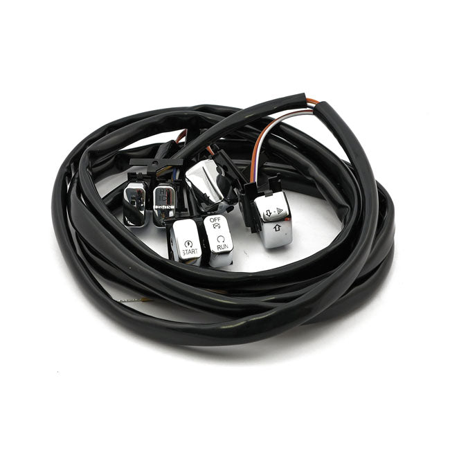 Handlebar switch & wiring kit. Standard. LED. Chrome — 96-06 Softail; Dyna (NU)