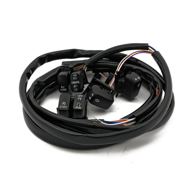Handlebar switch & wiring kit. Standard. LED. Black — 96-06 Softail; Dyna (NU)