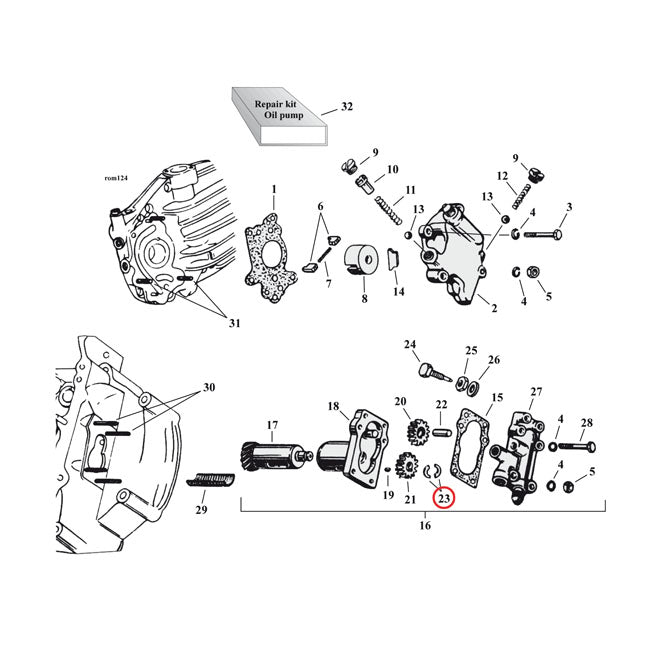 Split washer ret.gear oilpump