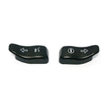 Turn signal switch extender cap set. Black — 14-25 Touring (excl. FLHT Standard; 23-25 FLTRXSE; 24-25 FLTRXSTSE; 23-25 FLHXSE; 24-25 FLHX; 2025 FLHXU; 24-25 FLTRX); 14-25 FLHTCUTG Trike. (excl. all CVO models and models with lighted switches)