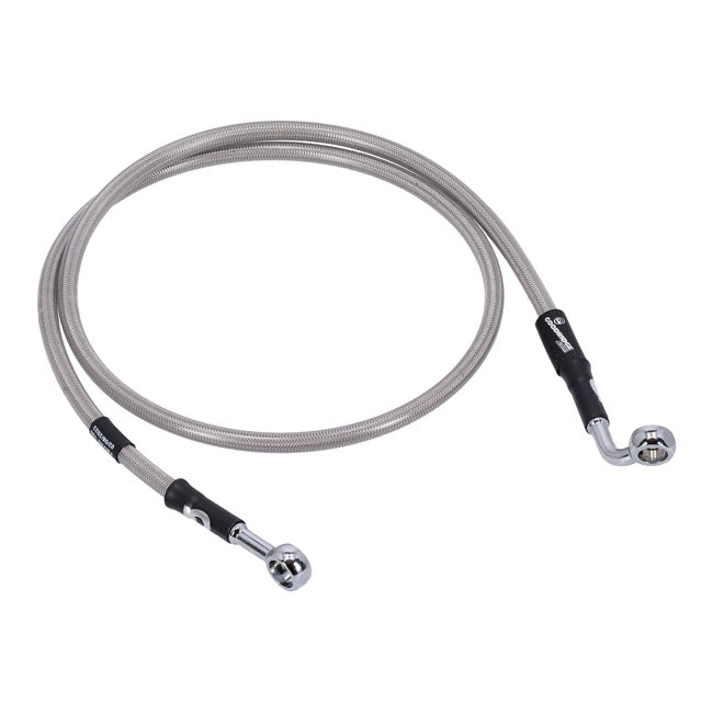 MCS by Goodridge brake line front, stainless clear coated — 90-13 FLSTF; 84-90 Heritage Softail; 87-08 Heritage Softail CLASSIC (NU)