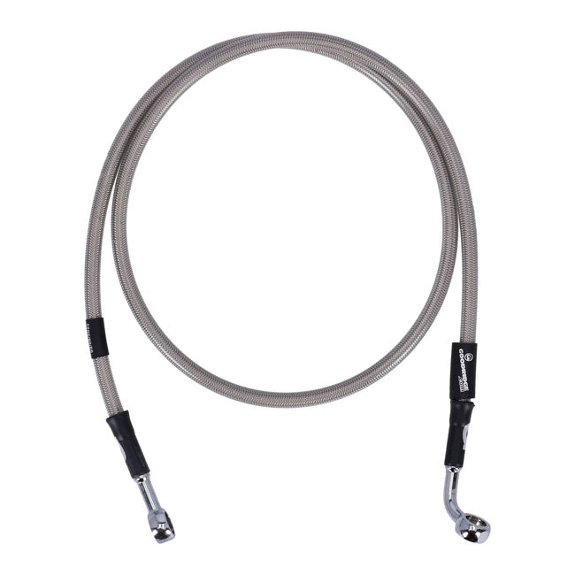 MCS by Goodridge brake line front, stainless clear coated — 90-13 FLSTF; 84-90 Heritage Softail; 87-08 Heritage Softail CLASSIC (NU)