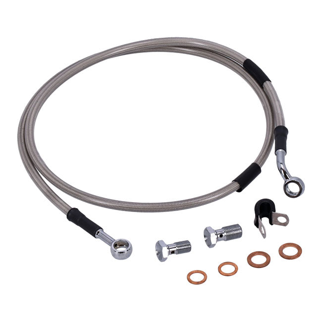 MCS by Goodridge brake line front, stainless clear coated — 93-05 FXDWG Dyna Wide Glide (NU)