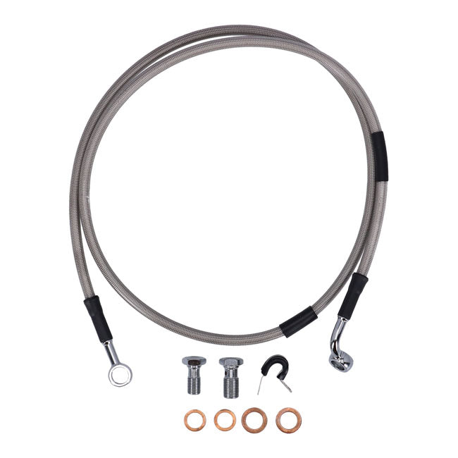 MCS by Goodridge brake line front, stainless clear coated — 93-05 FXDWG Dyna Wide Glide (NU)
