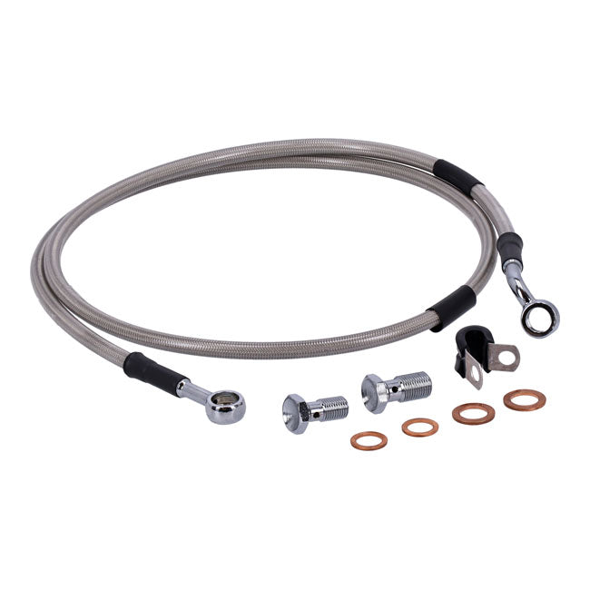 MCS by Goodridge brake line front, stainless clear coated — 93-05 FXDWG Dyna Wide Glide (NU)