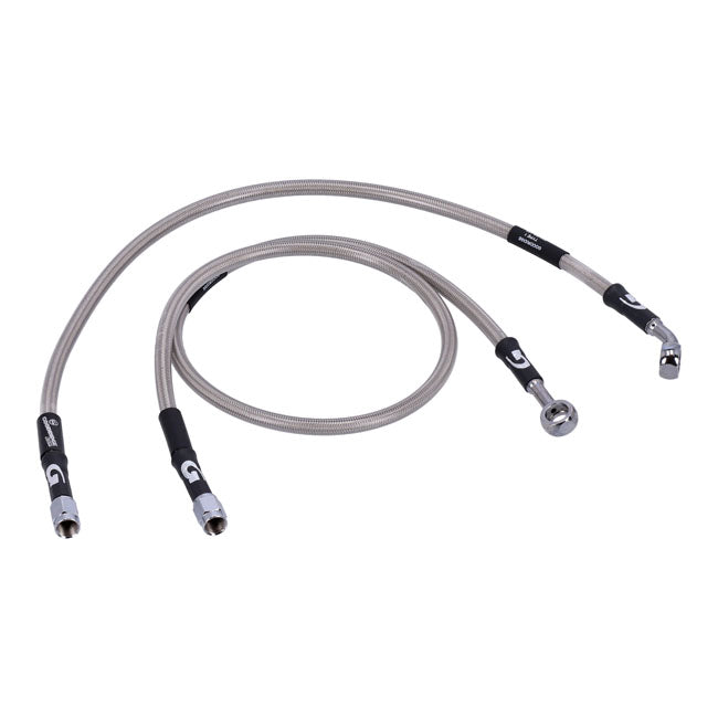 MCS by Goodridge brake line rear, stainless clear coated — 84-90 FLST Heritage Softail (NU); 87-99 FLSTC Heritage Softail CLASSIC (NU); 90-99 FLSTF; 97-99 FLSTS