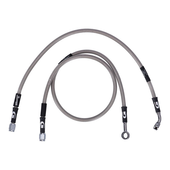 MCS by Goodridge brake line rear, stainless clear coated — 84-90 FLST Heritage Softail (NU); 87-99 FLSTC Heritage Softail CLASSIC (NU); 90-99 FLSTF; 97-99 FLSTS