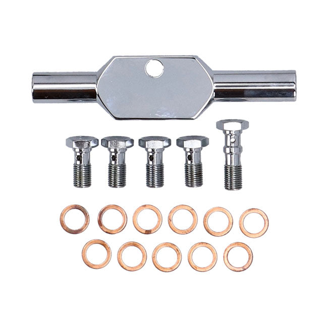MCS by Goodridge brake line front, stainless clear coated — 91-92 FXDB Dyna Street Bob; 91-92 FXDC Dyna Super Glide Custom; 93-00 FXDL (Dyna Low Rider; 93-00 FXDS-CON Dyna Convertible (NU)