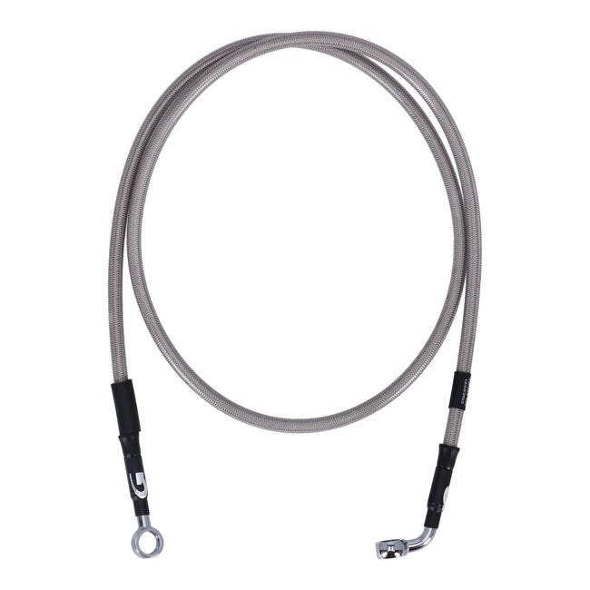 MCS by Goodridge brake line front, stainless clear coated — 96-05 FXD/I Dyna Super Glide; 2005 FXDC/I Dyna Super Glide Custom (NU)