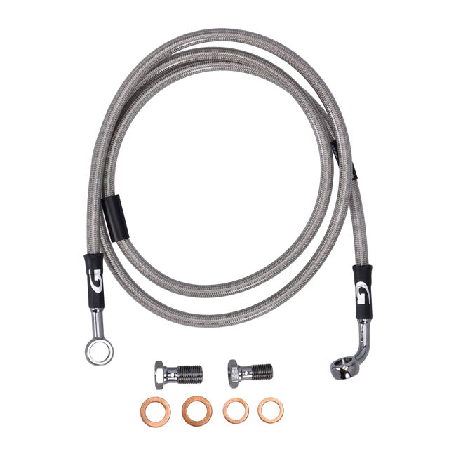 MCS by Goodridge brake line front, stainless clear coated — 88-06 Softail FXSTS Springer (NU)