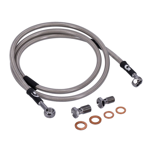 MCS by Goodridge brake line front, stainless clear coated — 88-06 Softail FXSTS Springer (NU)