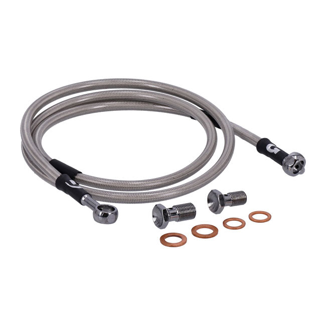 MCS by Goodridge brake line front, stainless clear coated — 88-06 Softail FXSTS Springer (NU)
