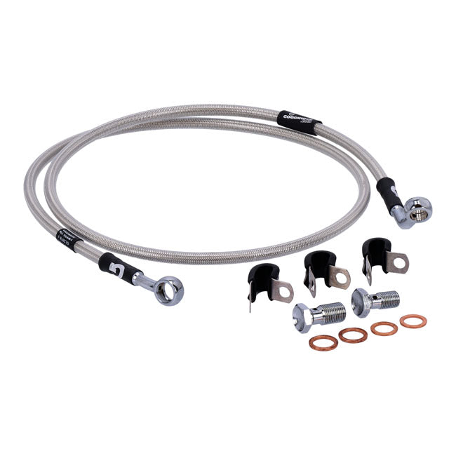 MCS by Goodridge brake line front, stainless clear coated — 97-03 FLSTS