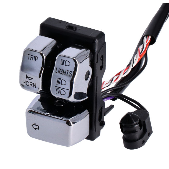 Handlebar switch & wiring kit, clutch side. Black — 11-25 Softail (excl. Cruise Control models); 12-17 (NU) Dyna; 14-22 (NU) XL Sportster. With 920773/920780 handlebar control kit