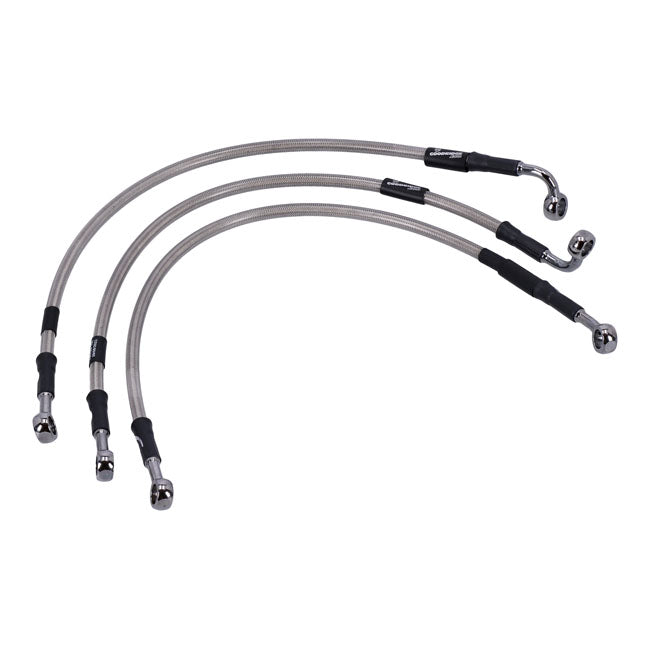 MCS by Goodridge brake line front, stainless clear coated — 99-05 FXDX Dyna Super Glide Sport (NU)