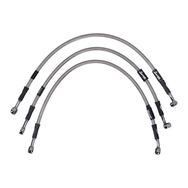MCS by Goodridge brake line front, stainless clear coated — 99-05 FXDX Dyna Super Glide Sport (NU)