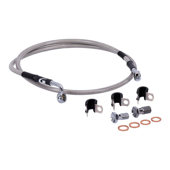 MCS by Goodridge brake line front, stainless clear coated — 99-09 Softail FXSTB Night Train (NU)