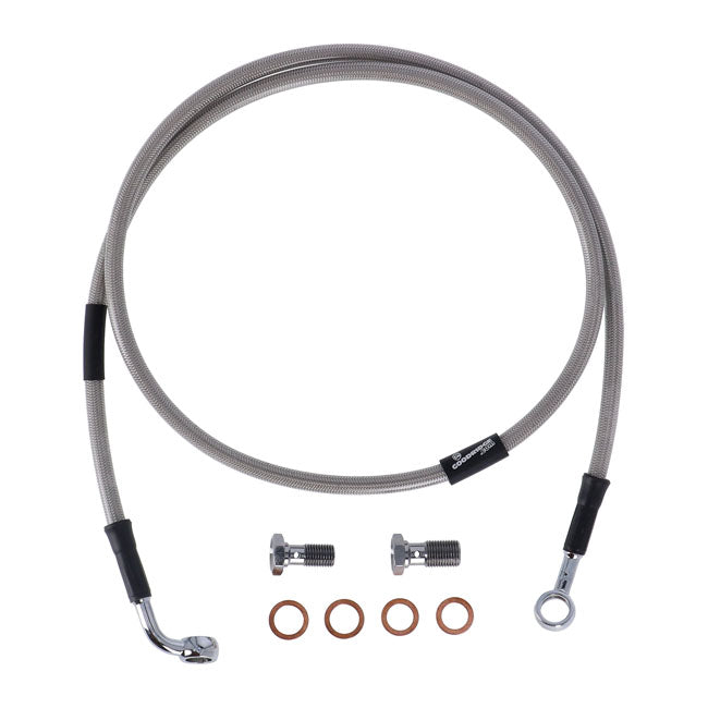 MCS by Goodridge brake line front, stainless clear coated — 00-07 Softail FXSTD Deuce (NU)