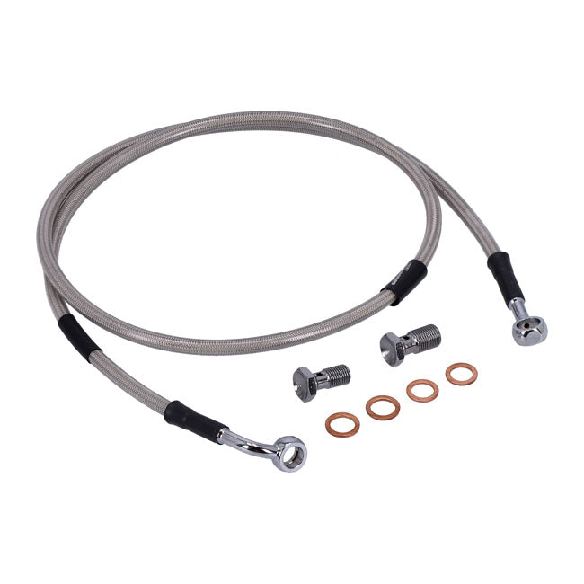 MCS by Goodridge brake line front, stainless clear coated — 00-07 Softail FXSTD Deuce (NU)